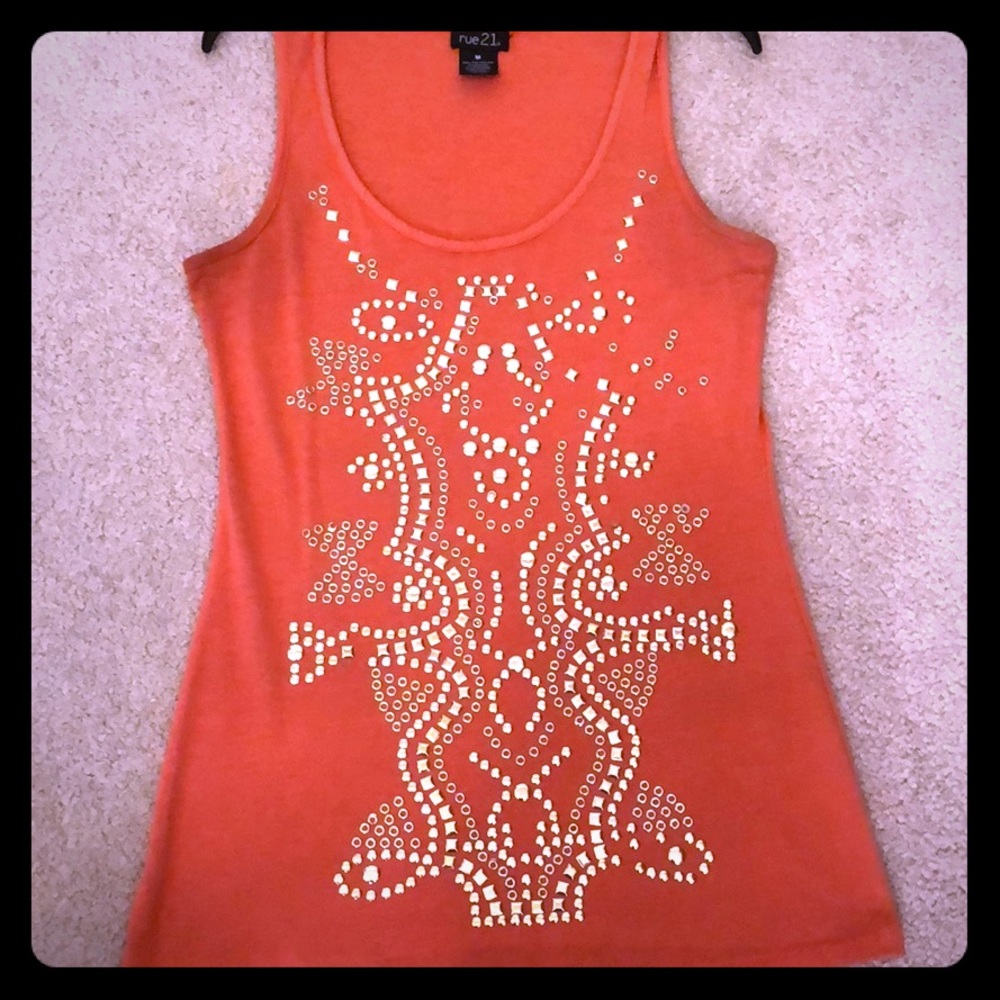 Sequined coral tank top